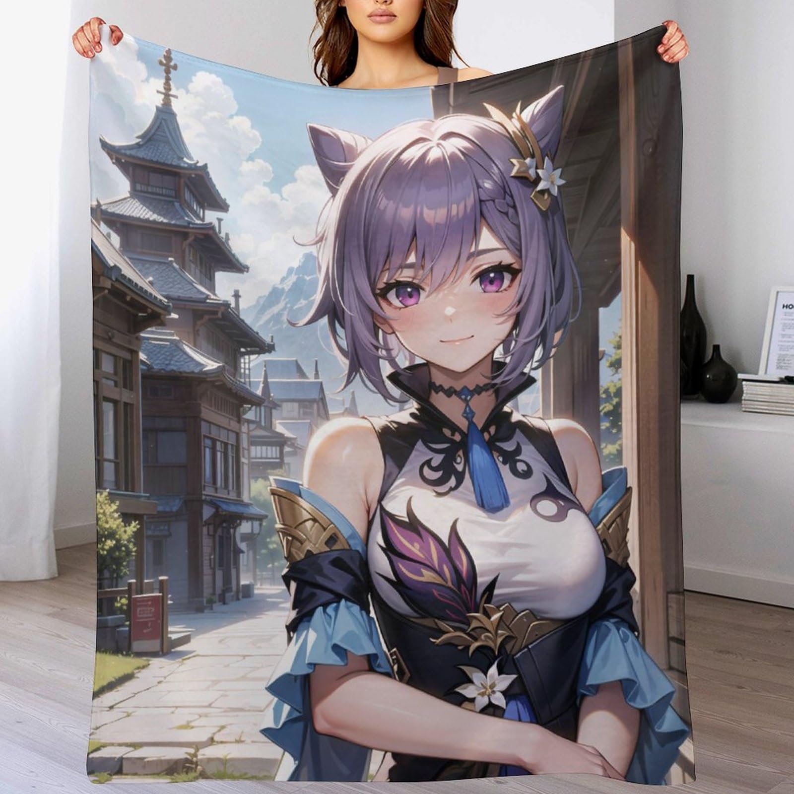 Amazon｜原神-チャイナドレスを着く刻晴ブランケット 毛布50